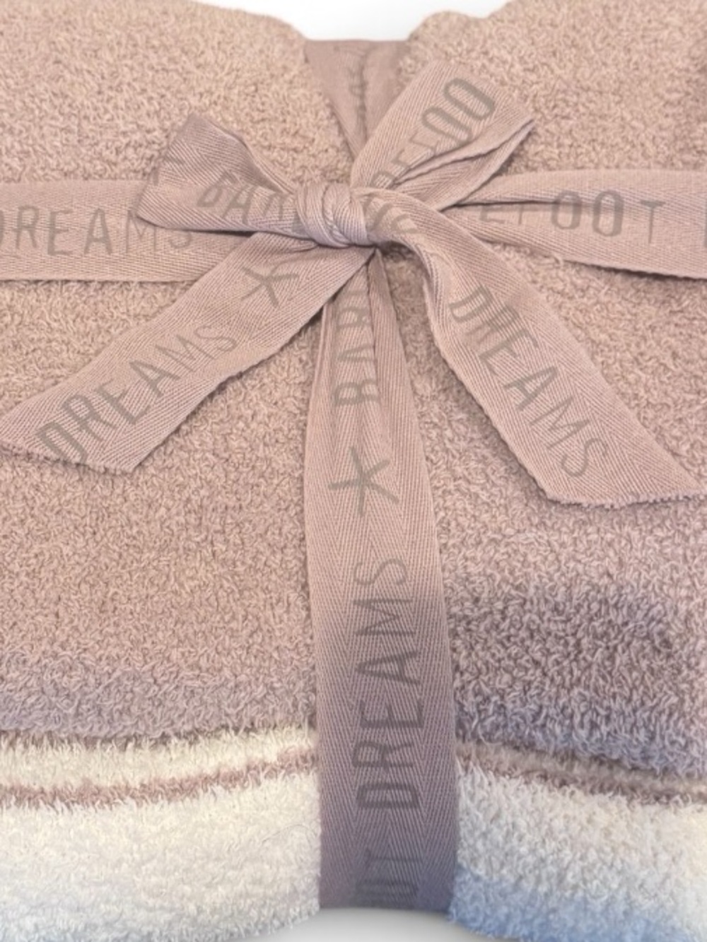Barefoot Dreams CozyChic Variegated Multi Stripe Blanket Taupe Cream NWT 45x60 - Picture 3 of 8